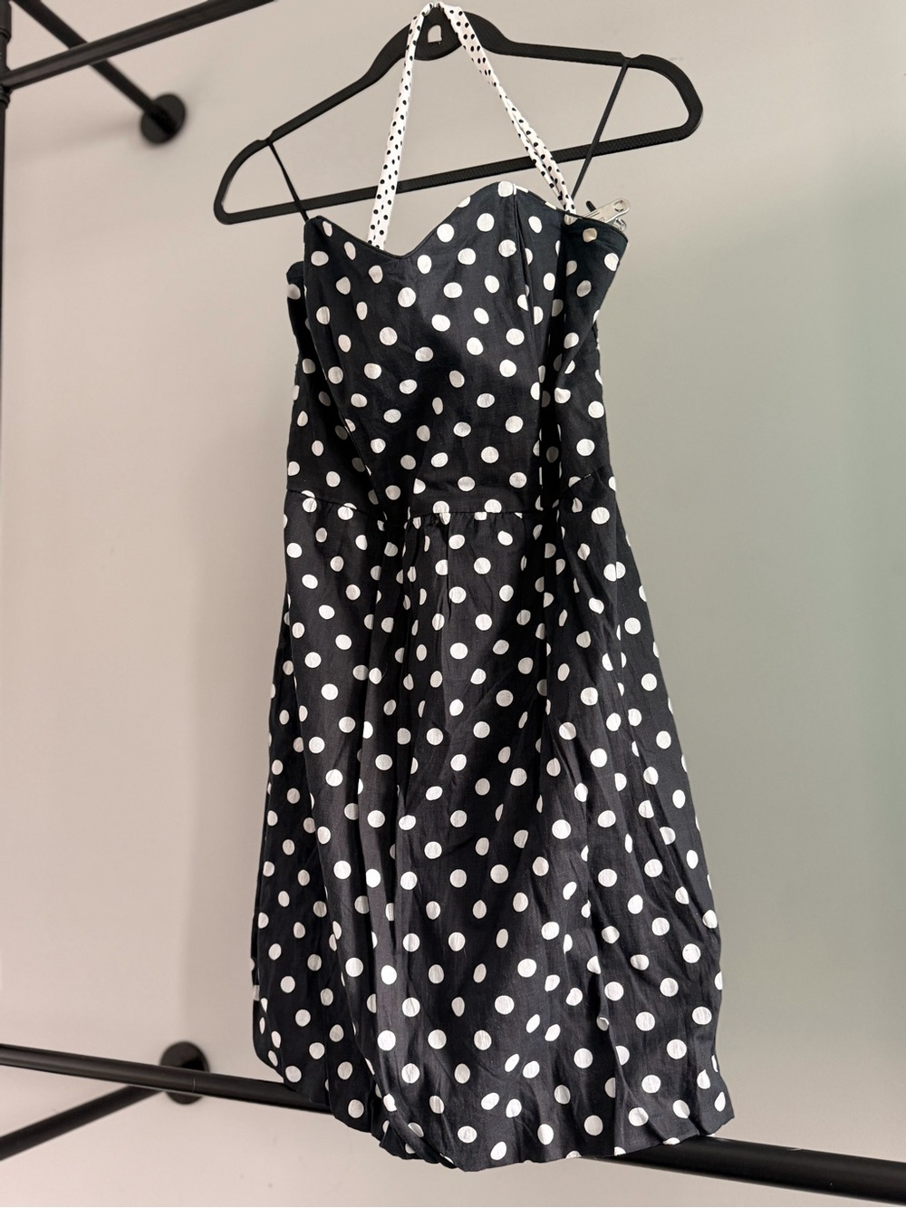 Y2K Xhilaration Black & White Polka Dot Halter Dress - Classic Retro Style